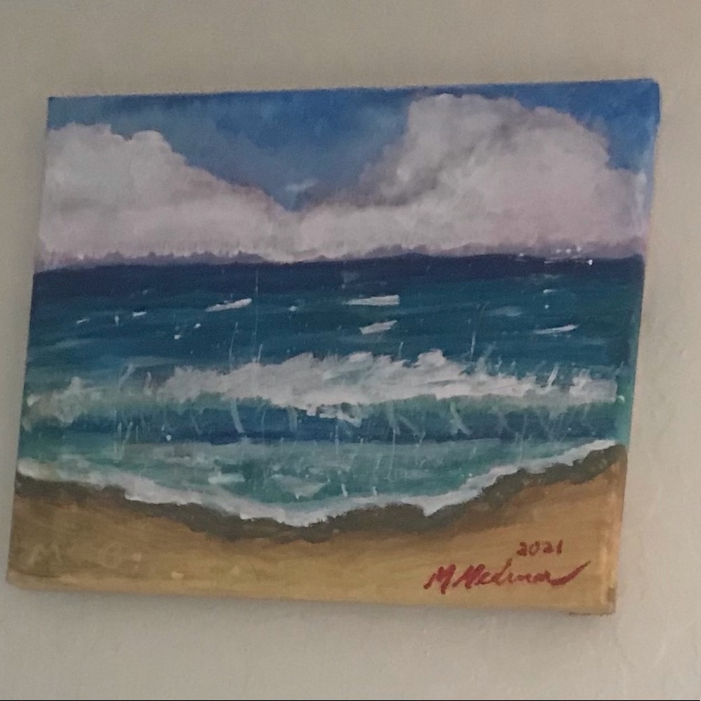 8”x8” crashing waves. Acrylic on canvas
